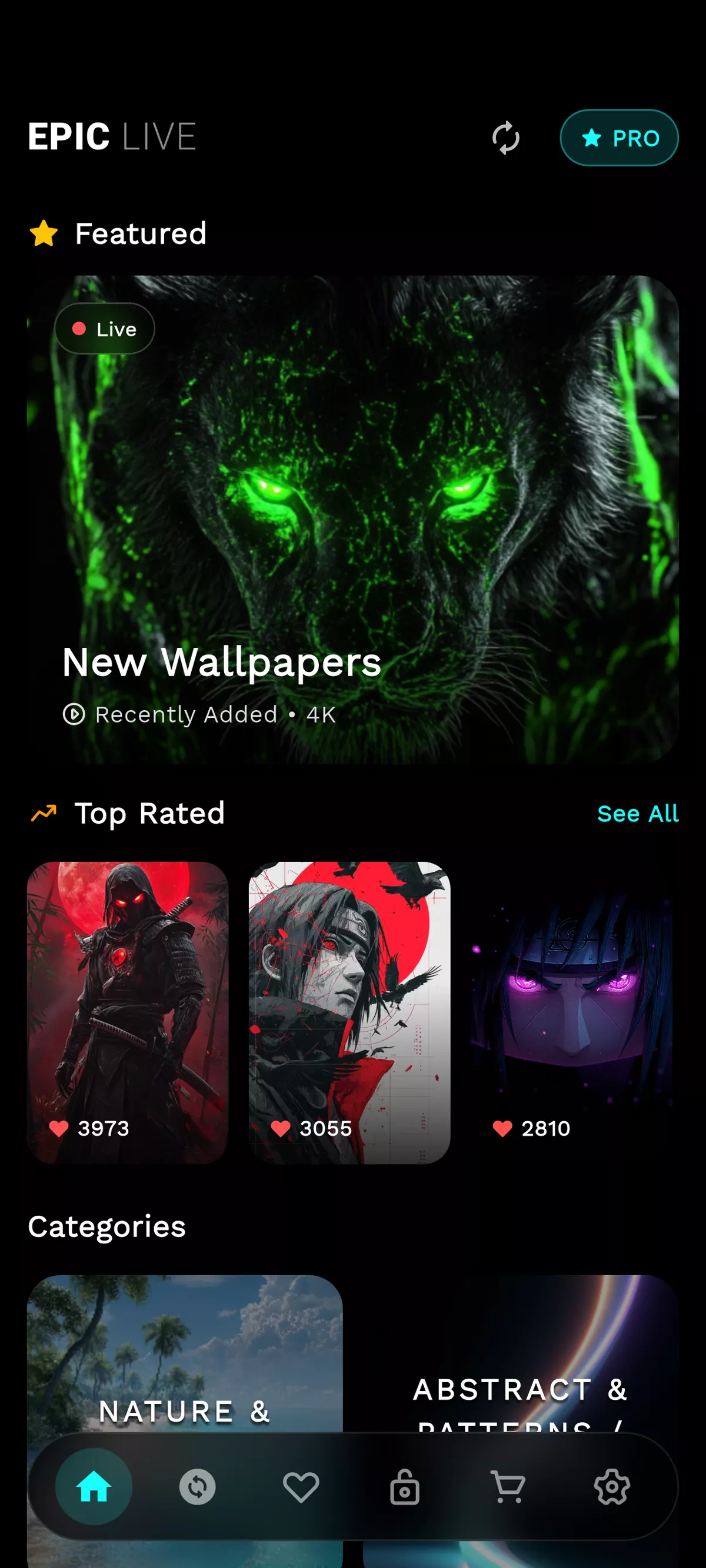 Android phone displaying an animated Epic Live Wallpaper 4K wallpaper